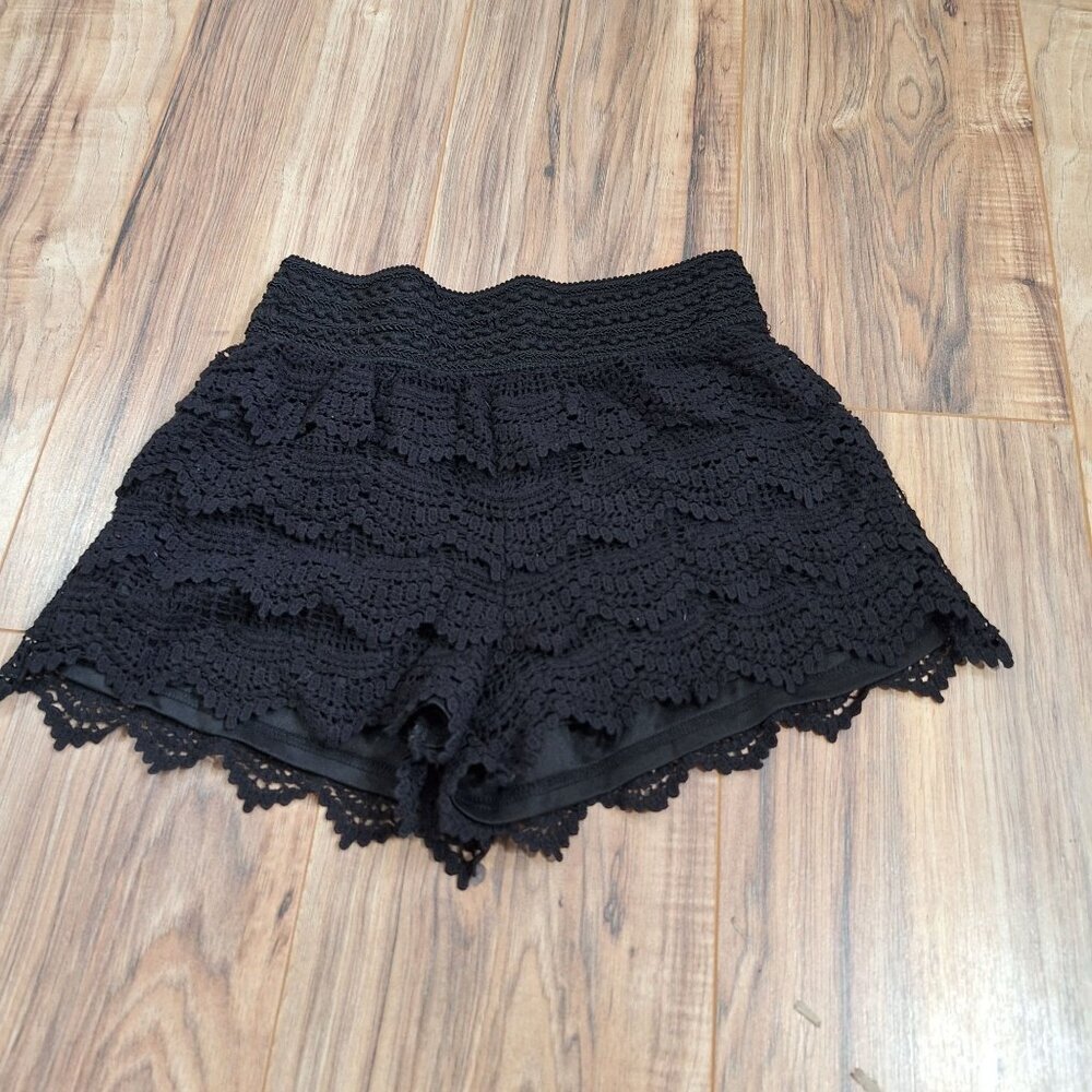 Black Lace Festival Boho Hippie Shorts 100% Cotton size small